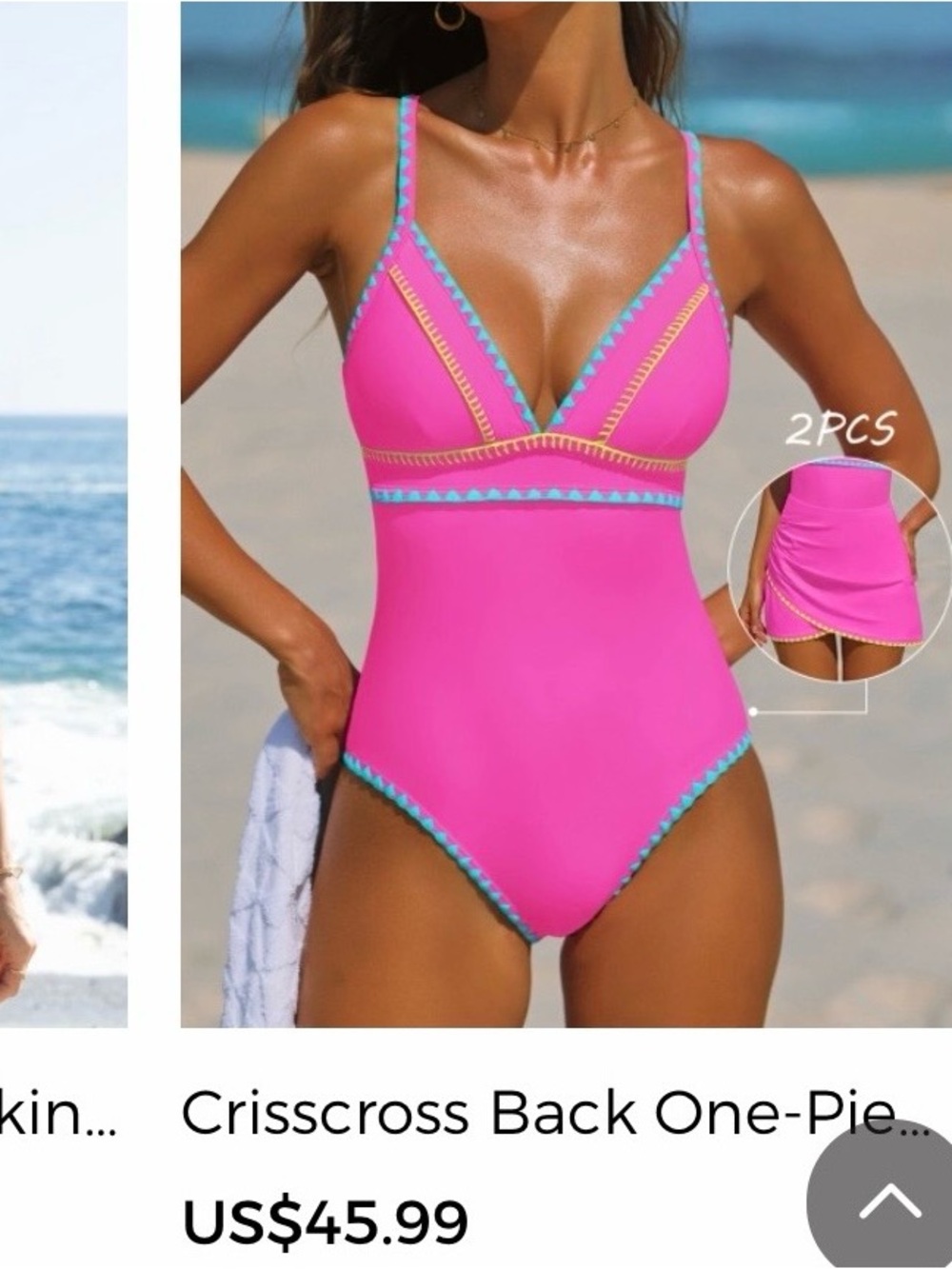 Unbranded Pink Trim One-Piece Swimsuit